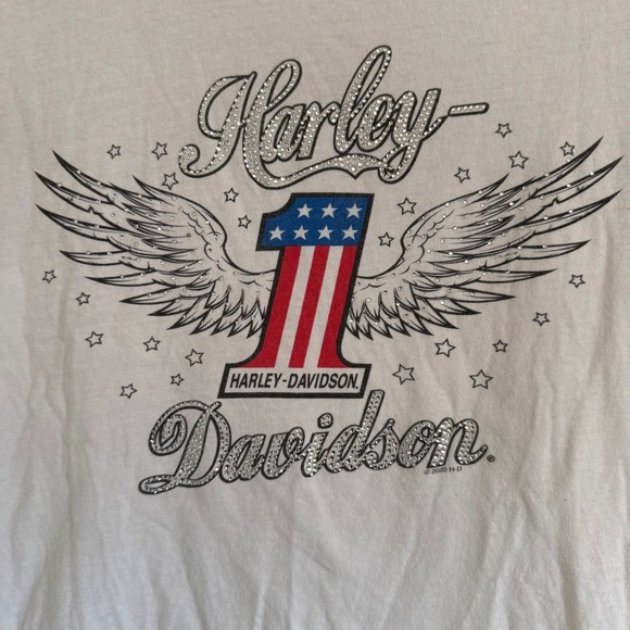 Harley-Davidson Graphic Tee Medium American‎ Flag Wings Embellished USA Biker - Picture 3 of 8